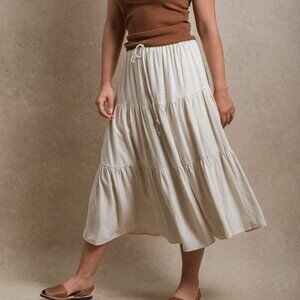 Elegant Cream Maxi Skirt